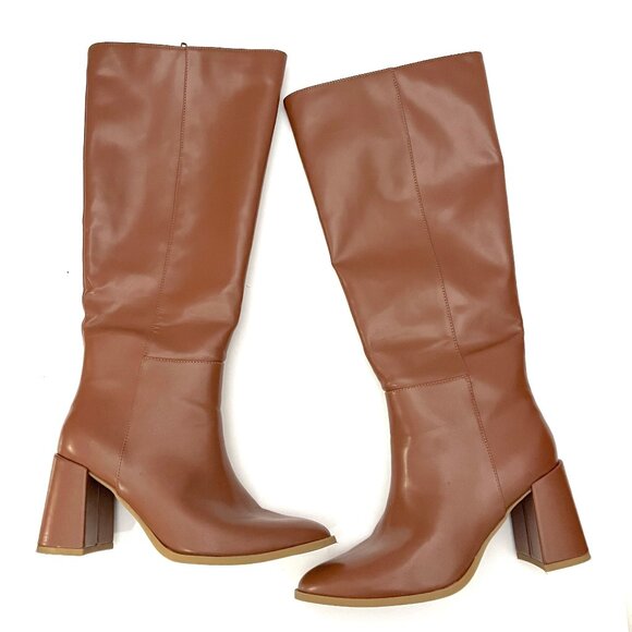 A New Day Eve Riding Block Heel Faux Leather Boots - Picture 1 of 16